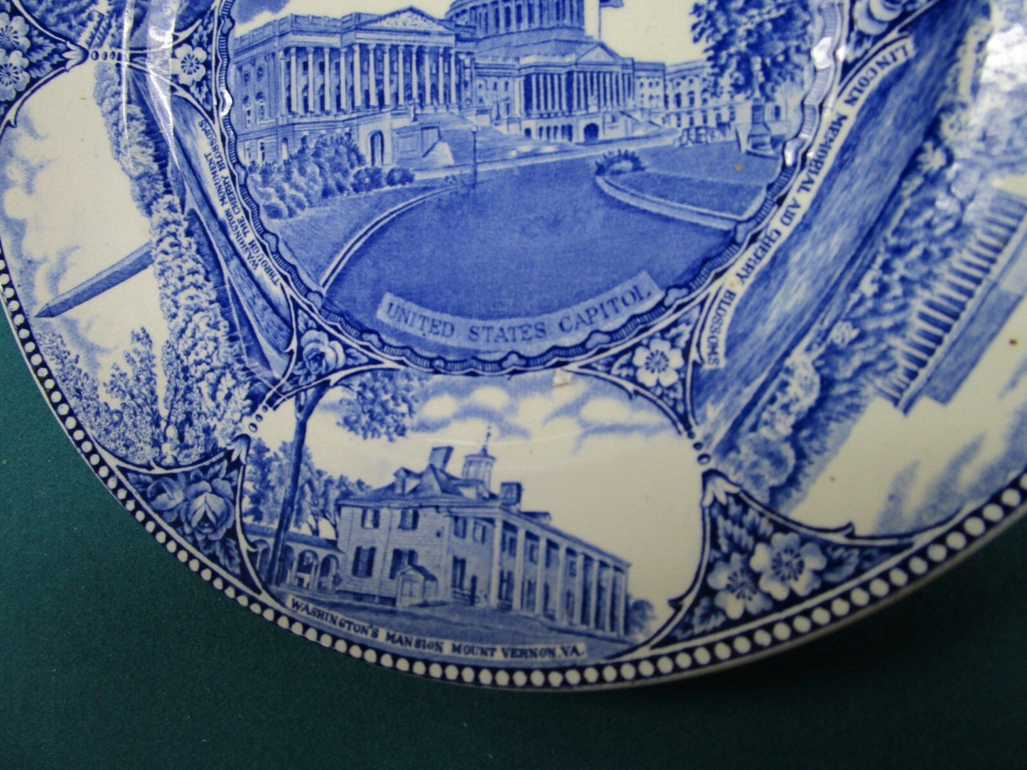 Adams Jonroth Blue Transferware Historical MARTHA / GEORGE Washington Plate [*a1