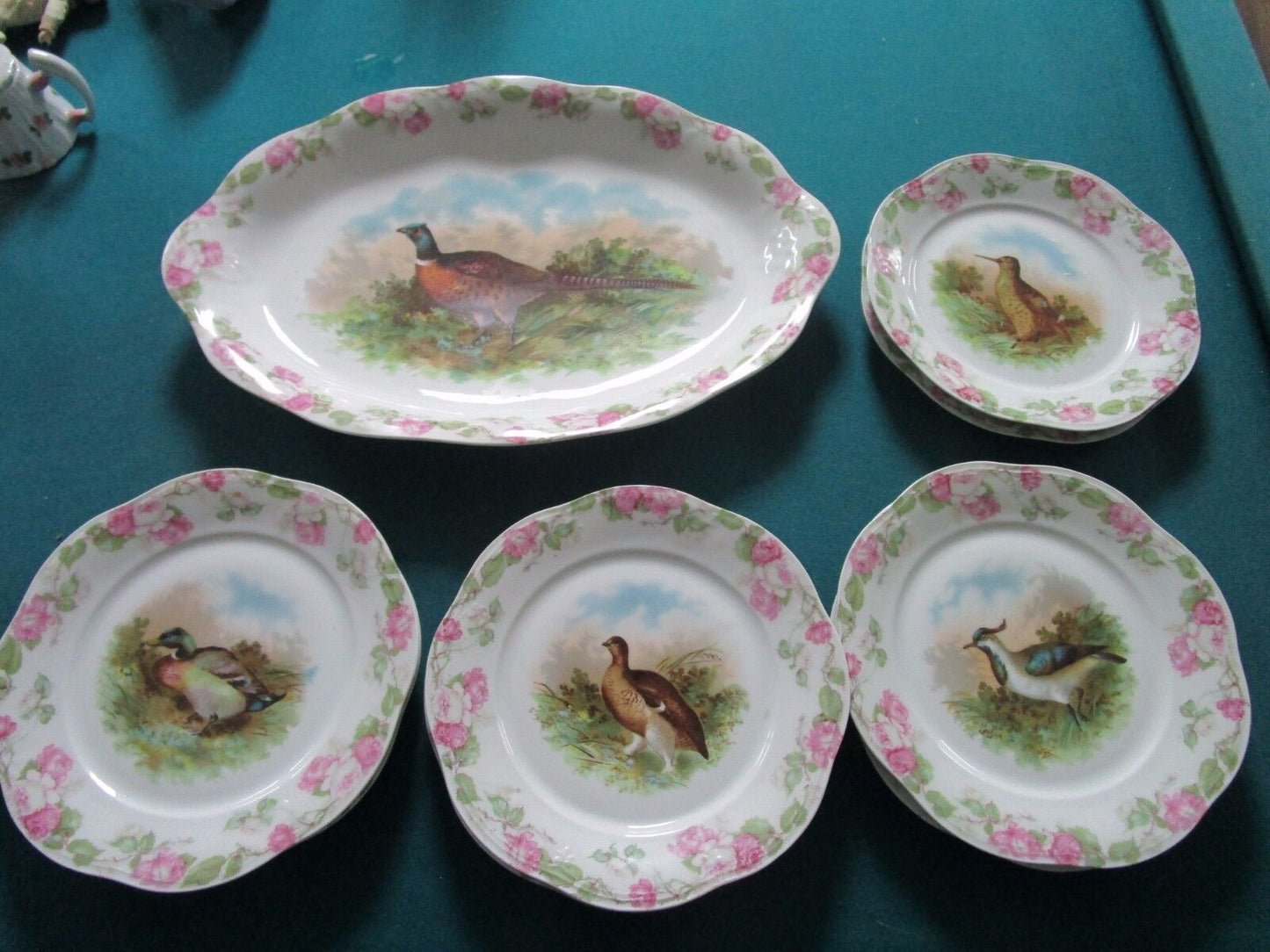 ANTIQUE  Z S & Co MIGNON Bavaria Zeh, Scherzer  fish platter & plates set 9 pcs