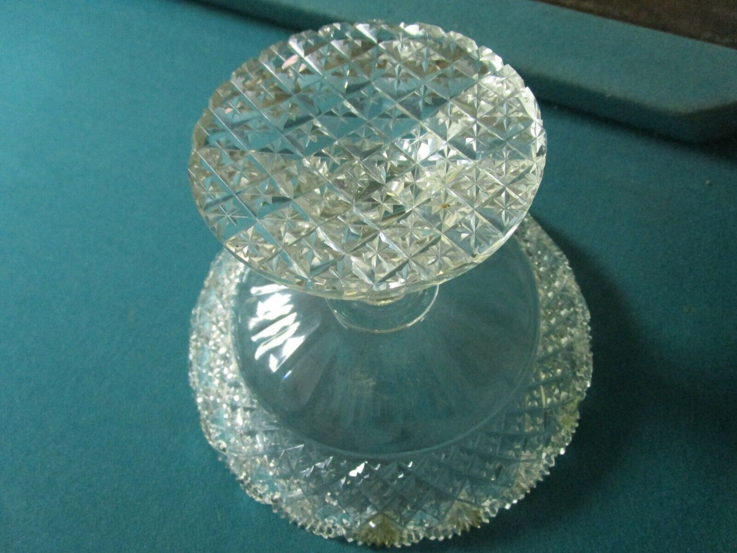 AMERICAN BRILLIANT PERIOD 5 X 8" FOOTED DISH CRYSTAL CUT GLASS [a5-3]