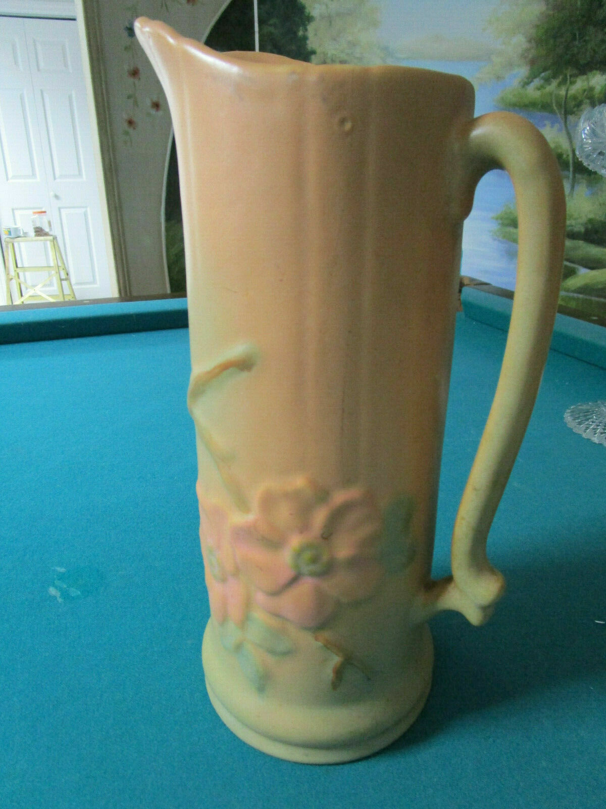 WELLER POTTERY 1920s PITCHER VASE WILD ROSE - CHASE - FOREST PICK 1