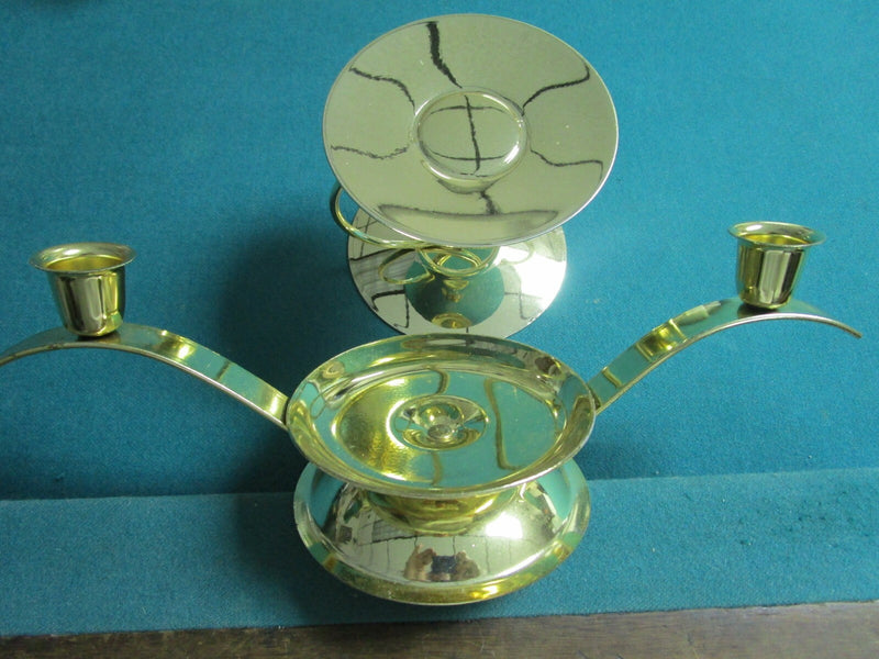 SET 3 PCS BRASS CANDLE HOLDERS MODER DESIGN