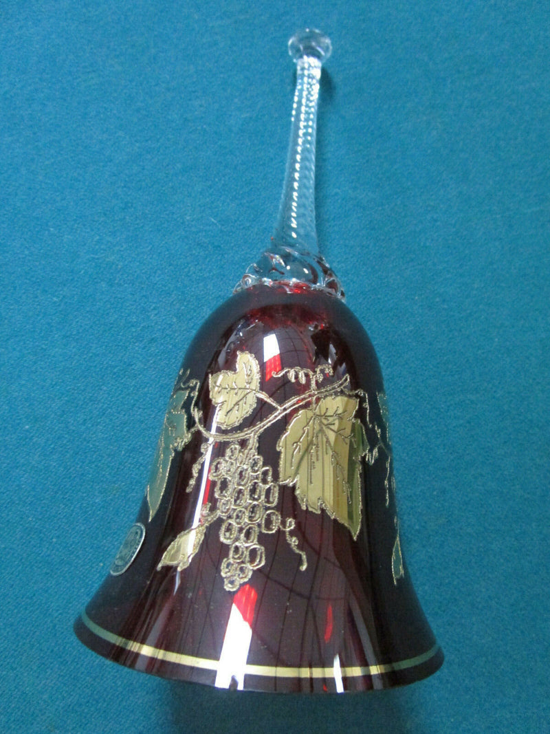 CZECH/BOHEMIAN CRYSTAL GLASS GOLD RED RUBY CANDY DISH BELL DECANTER PICK 1