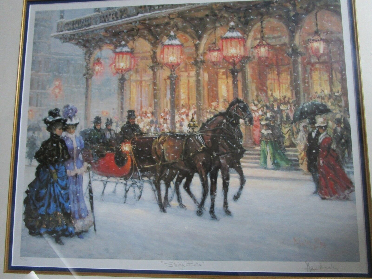 ALAN MALEY LITHOGRAPH "SLEIGH BELLS" FRAMED, SIGNED IN PENCIL NUMBERED 46/500