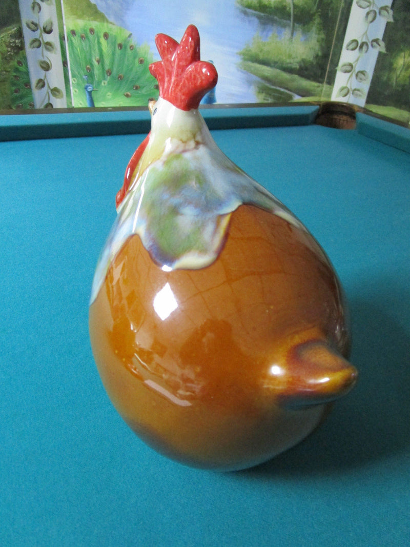 CERAMIC ROOSTER BROWN 10 X 9 FIGURINE