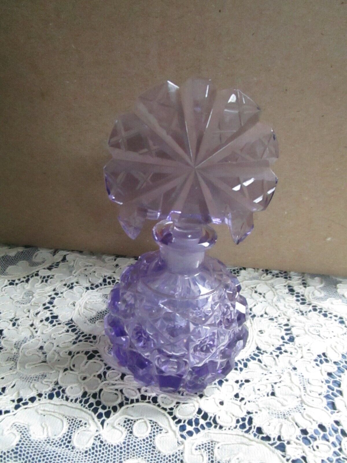 Antique amethyst crystal perfume bottle 5"