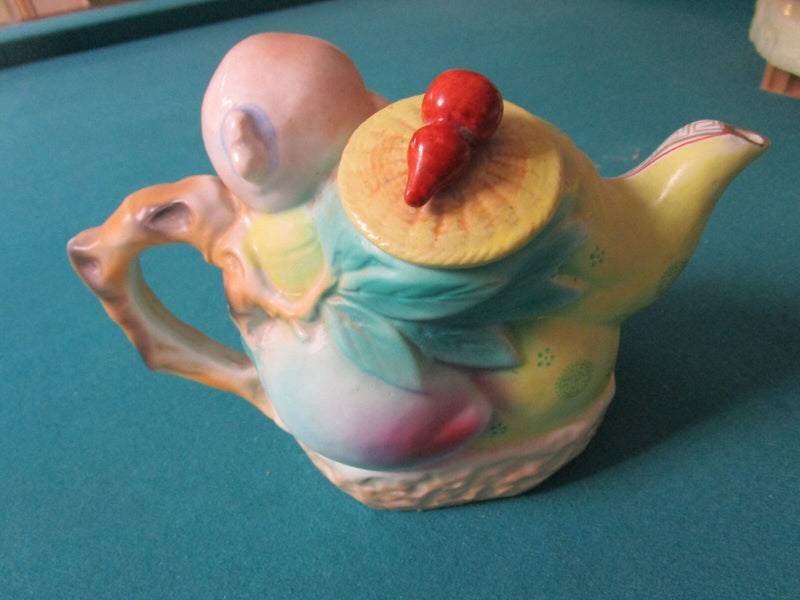 CHINESE 1900s RESTING TO RIGHT TEAPOT CHINESE SAU LONGEVITY GOD orig [TP4]