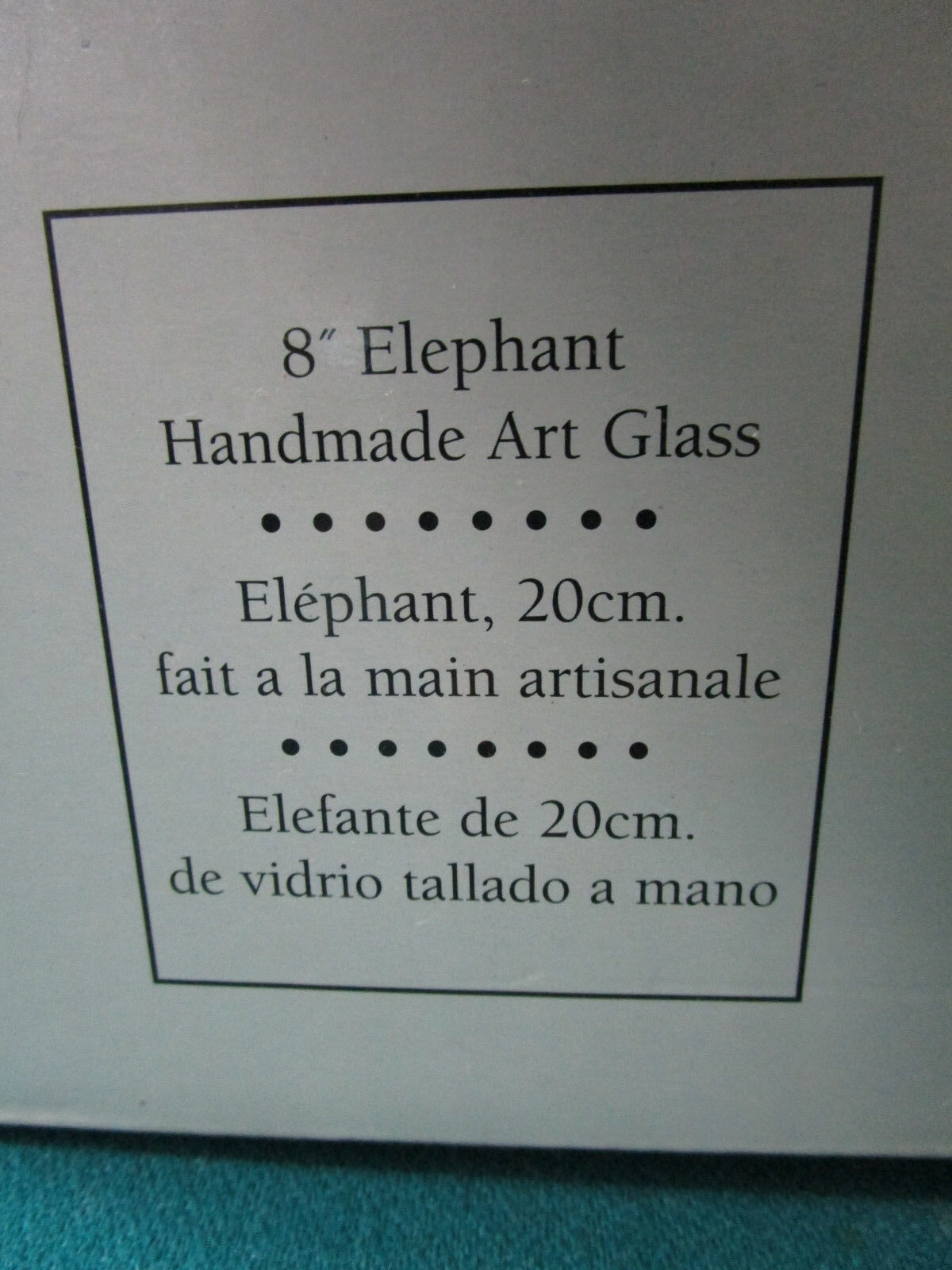 5TH AVENUE CRYSTAL 8" ELEPHANT HANDMADE ART GLASS  NIB ORIGINAL