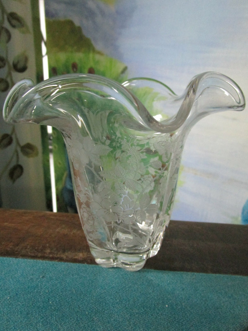 ELEGANT GLASS HEISEY FOOTED DISH /TIFFIN RUFFLED BORDER VASE PICK 1