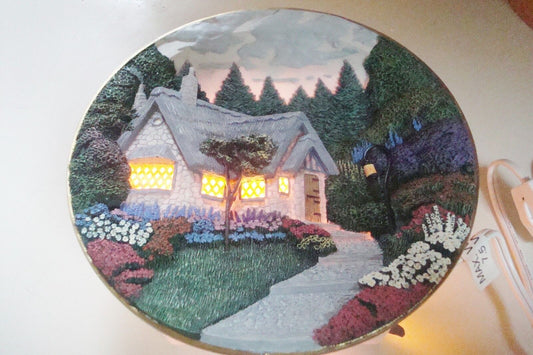 Thomas Kinkade Illuminated Cottages plate  "The Cherry Blossom" Nite Lite orig