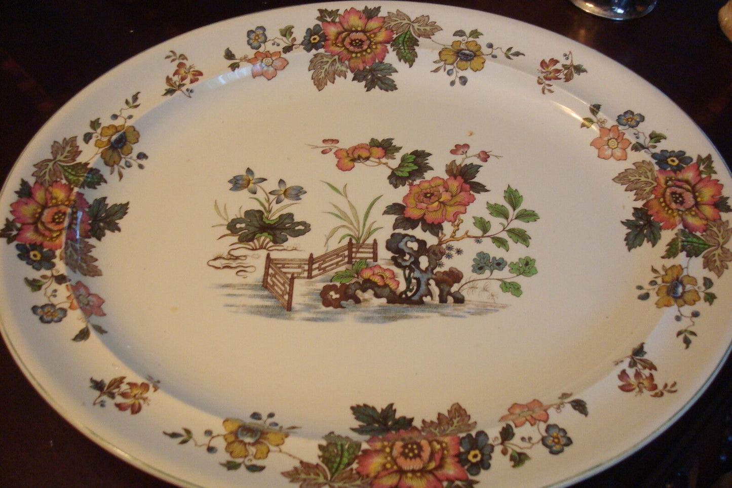 Wedgwood EASTERN FLOWERS TKD 426 Large Oval TRAY 17" ORIGINAL