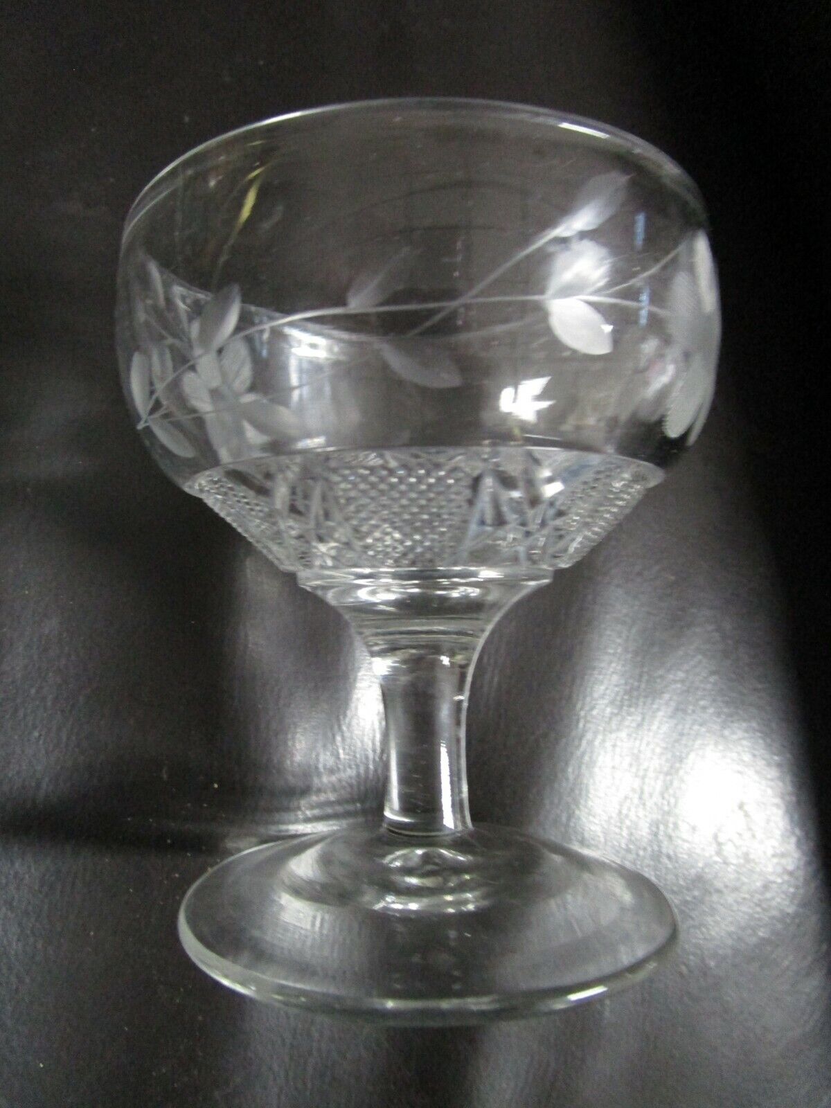 Vintage Wheat Floral Etched Glass Dessert 5 Goblet Anchon Hocking