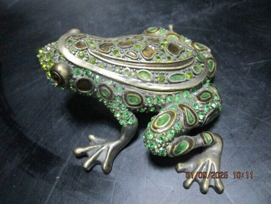 TWO'S COMPANY JEWELLED FROG TINKET BOX 3"