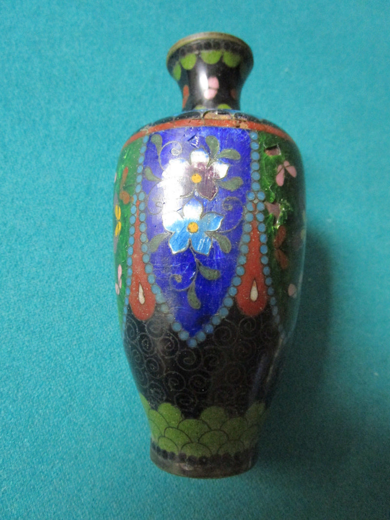 CHINESE CLOISONNE VASE TRUQUOISE/BLUE  AND GREEN INSIDE 5 1/2"