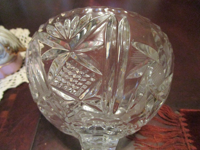 CRYSTAL CUT FOOTED COMPOTE AMERICNA BRILLIANT CUT