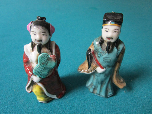 ANTIQUE CHINESE NOBLE MAN AND WOMAN FIGURINE, STAMPED