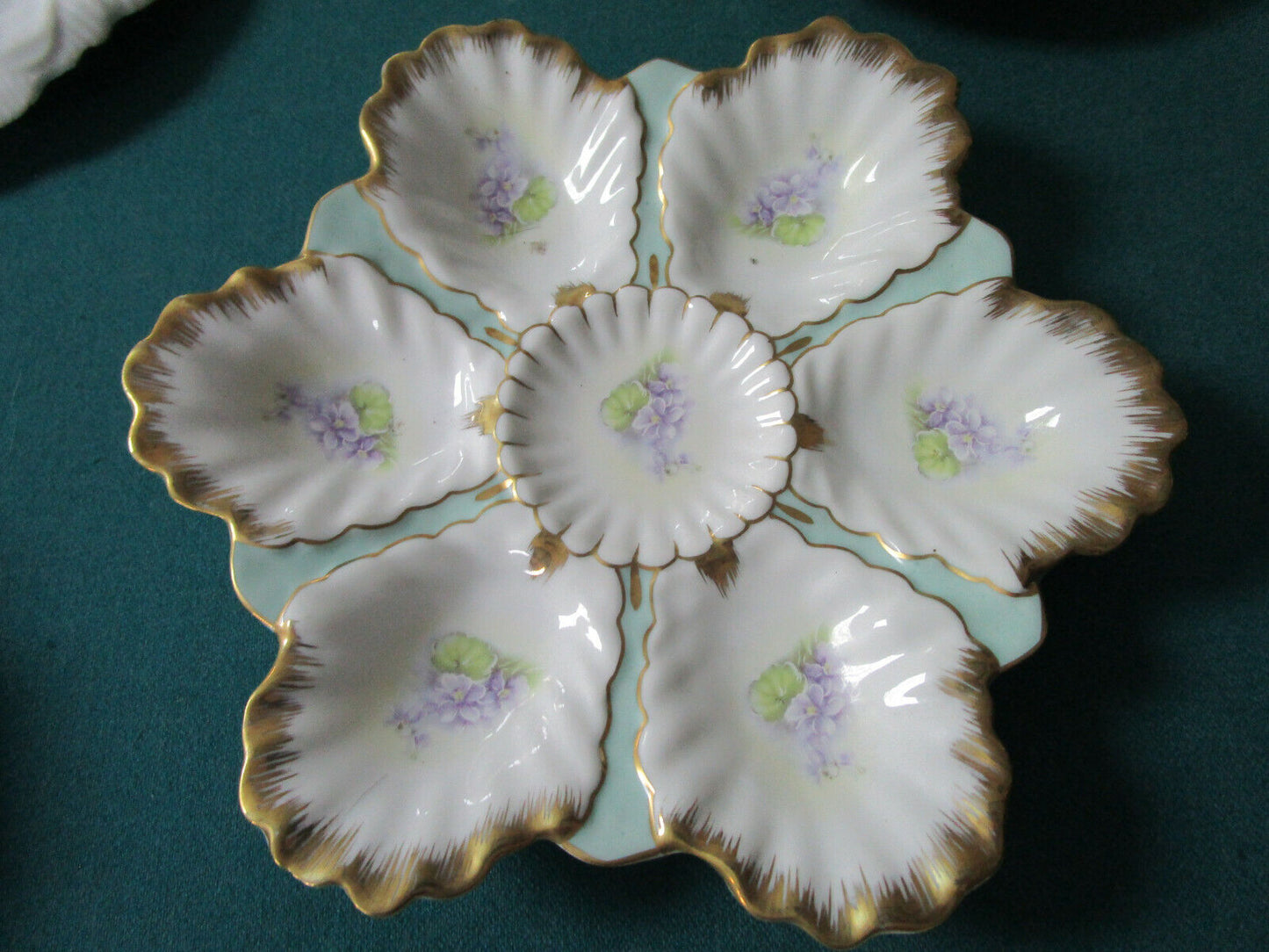 ANTIQUEVCARLSBAD - LIMOGES - NIPPON JAPAN OYSTER PLATE HORS D'OEVRES PICK 1