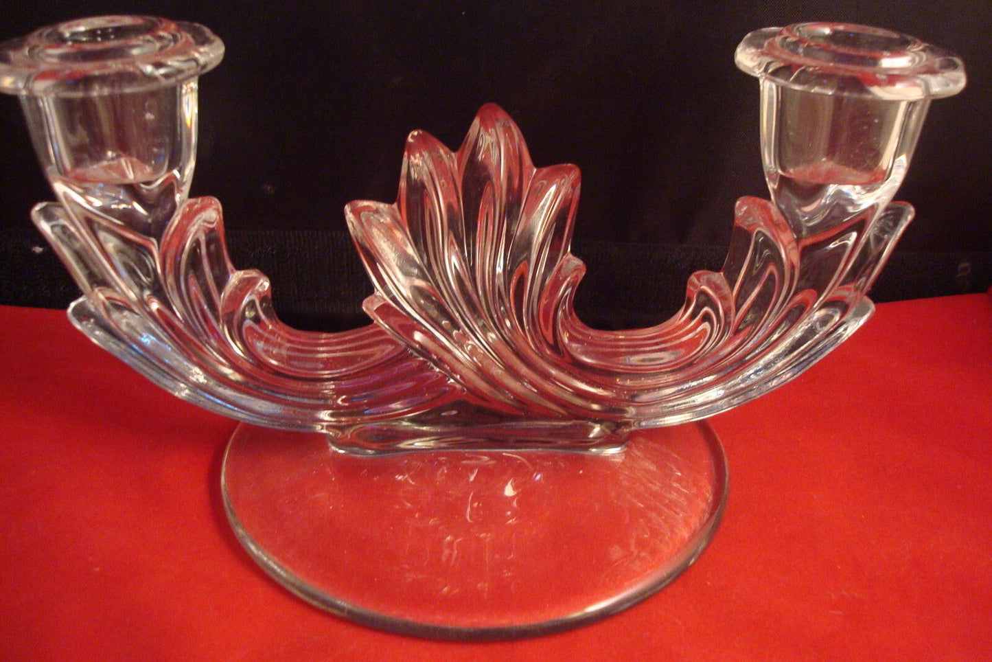 VINTAGE Double Press Glass pair of candle holders 2 lights [GL16]