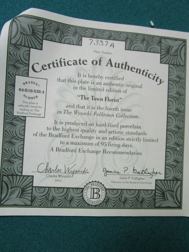Wysocki Folktown 2 Collector Plates Florist / Chips Felts Store 6 1/2" ^^