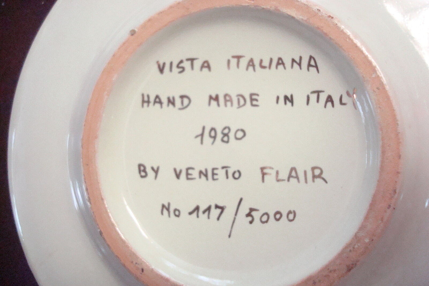 Veneto Flair cup & saucer hand etched and painted in Italy, signed,c1980s [83c]