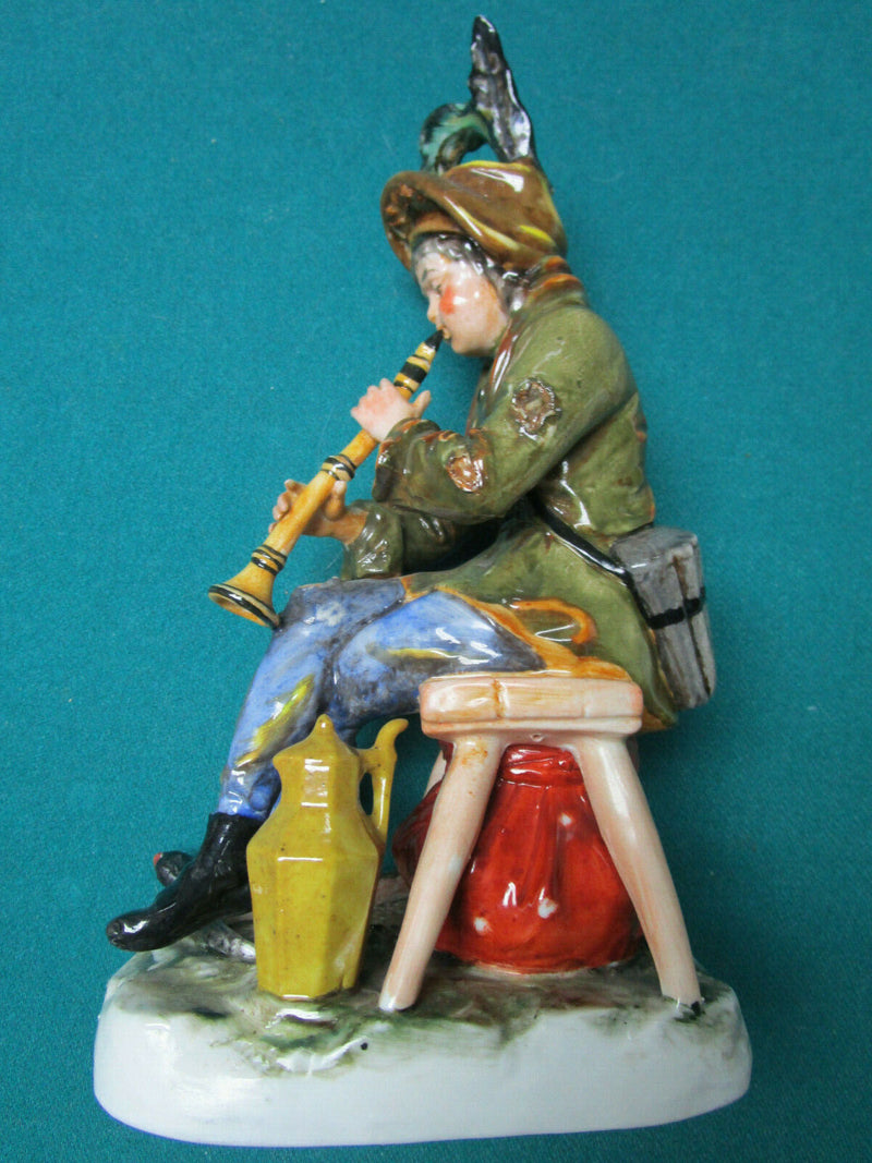 CAPODIMONTE FIGURINE ITALY MIDCENTURY DRUNK - OLD LADY - FLUTE MAN- BENCH GENTLE