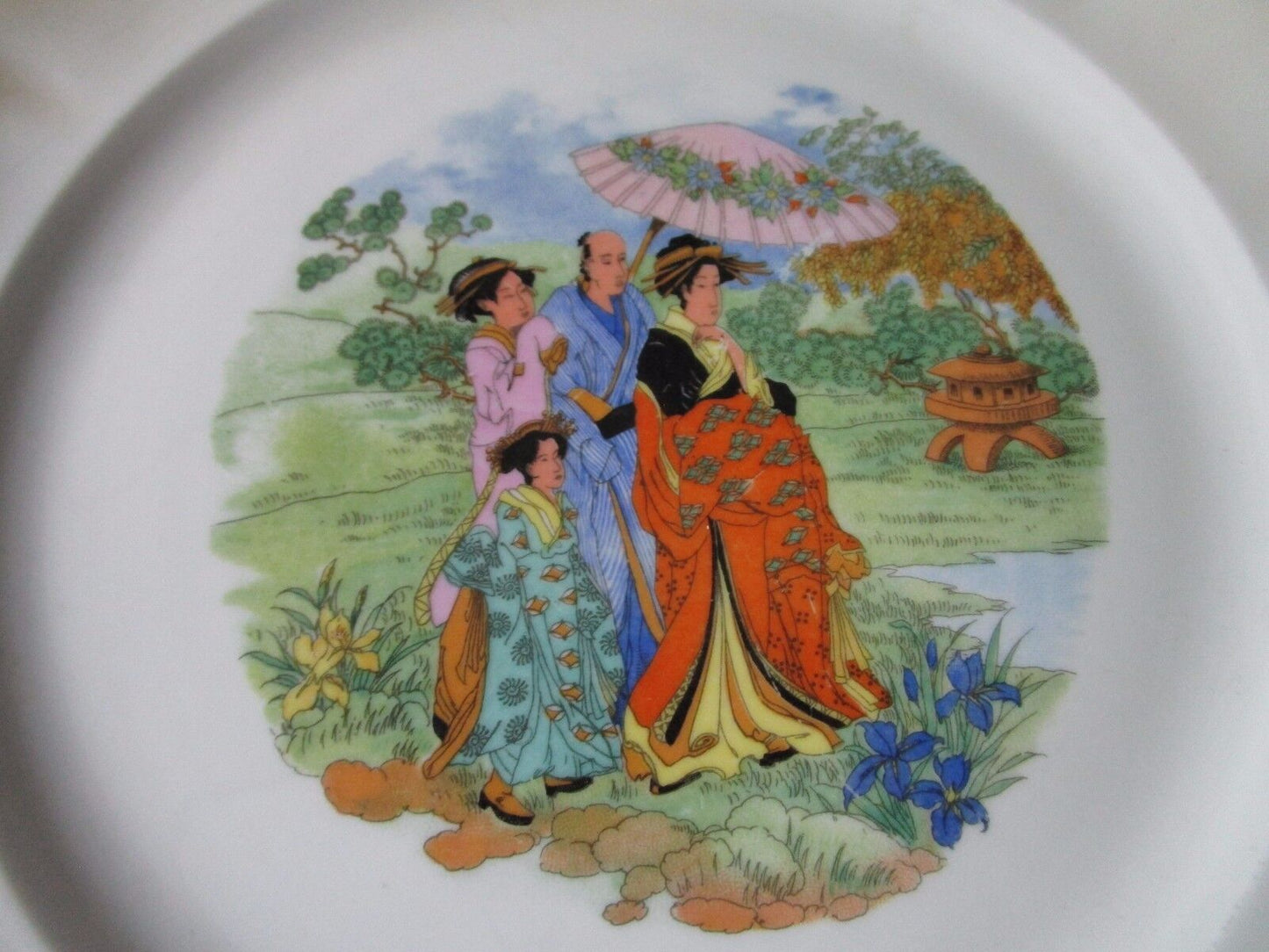 ZSOLNAY HUNGARY 1960s PLATTER AND 4 PLATES SIGNED "EVA" (ZEISEL?) RARE!! [ZS]