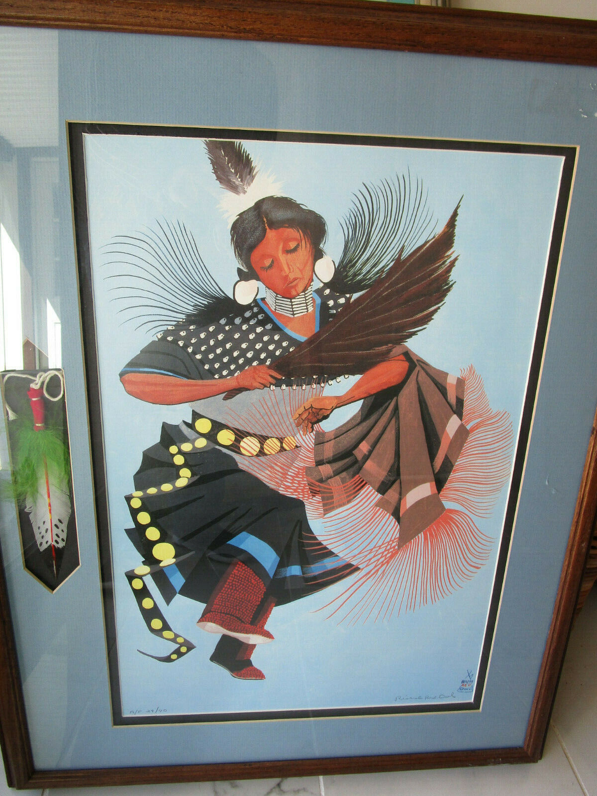 AMERICAN INDIAN LITHOGRAPH BY - JOSEPH S. LYONS- -ORIGINAL RICH RED OWL- SIOUX