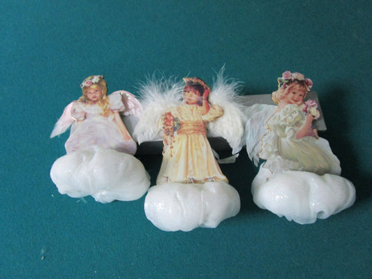 Heaven Sent Ornaments 3 Angels In Clouds By Sandra Kuck. The Bradford Editions^^