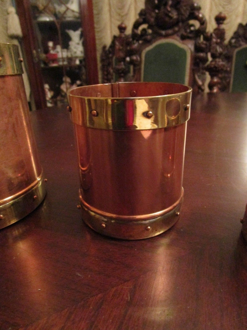 BRASS AND COPPER THREE CONTAINERS NO COVER, MADE IN INDIA ORIGINAL