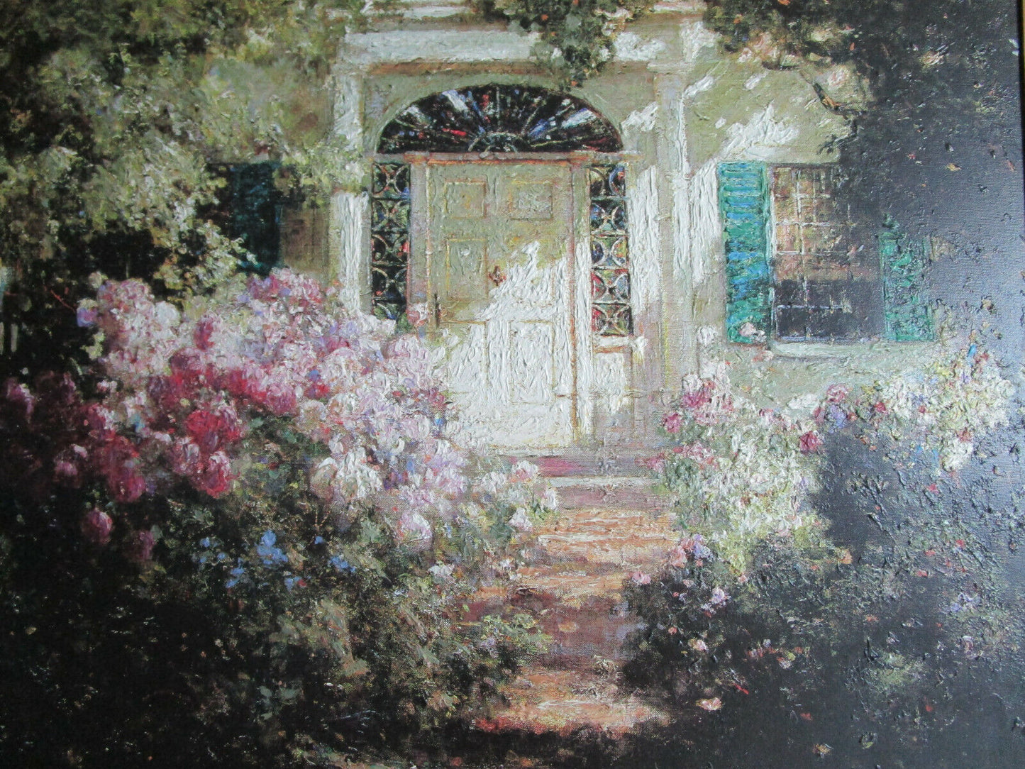 ABBOTT FULLER GRAVES DOORWAY AND GARDENS ARTIST HAND ENHANCED OIL PAINTING