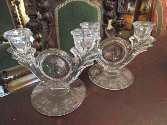 Duncan & Miller First Love Double Light Candlestick  5 1/2 X 7" ORIGINAL