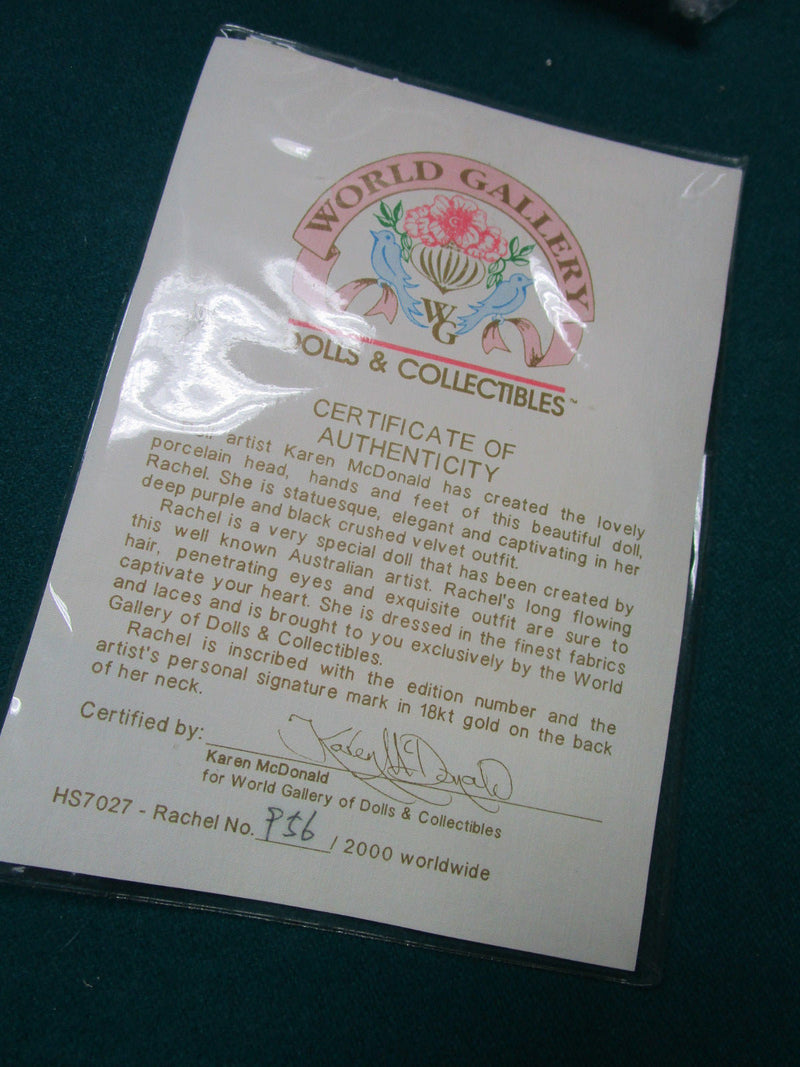 1990s KAREN MACDONALD doll RACHEL 30" WORLD GALLERY NIB 959/2000 dolls