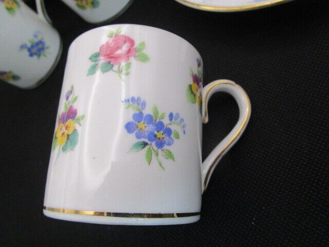 CROWN STAFFORDSHIRE ENGLAND FLAT DEMITASSE COFFEE FLORAL BOUQUET SET PICK 1