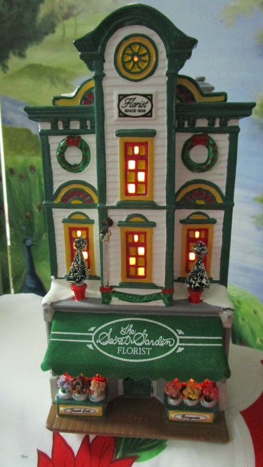 THE SECRET GARDEN FLORIST SHOP LIGHTED SNOW VILLAGE 1996 SHOWROOM MODEL ORIGINAL