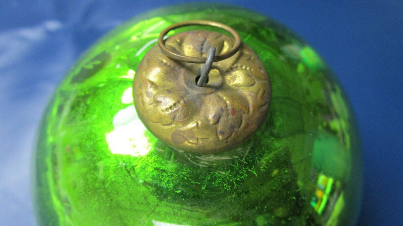 Kugel France Antique Genuine Christmas ornament handblown GREEN  3 3/4"^^