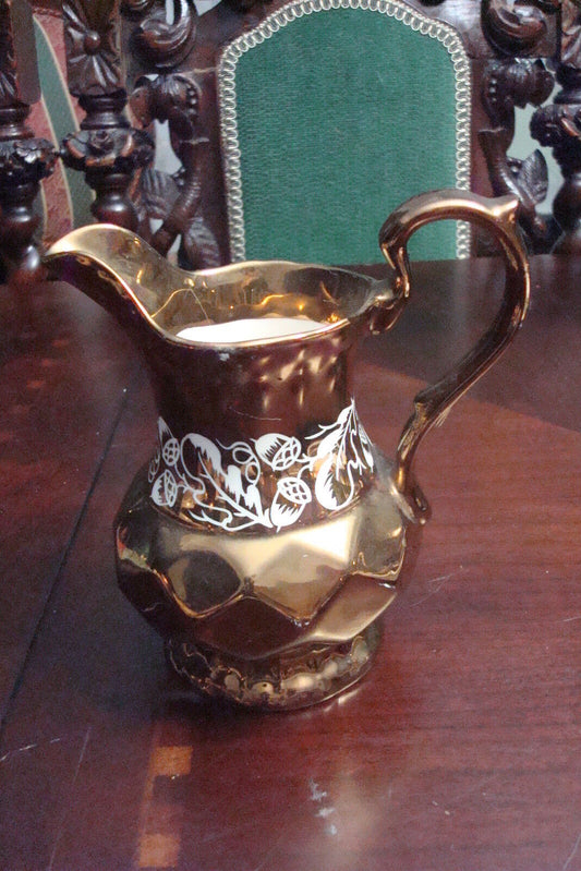 Wade Pottery England milk jar/pitcher copper luster white diamond design [95e]