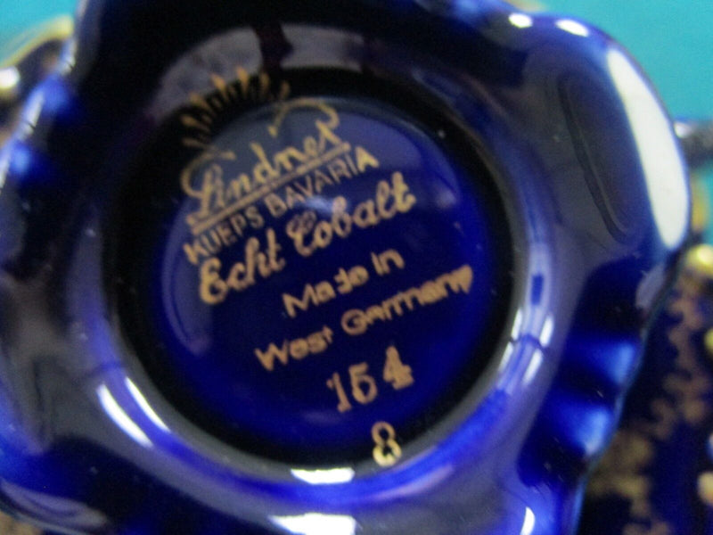 Linder Bavaria Germany  Etch Cobalt Cup And Saucer Gold And Blue Original [61]