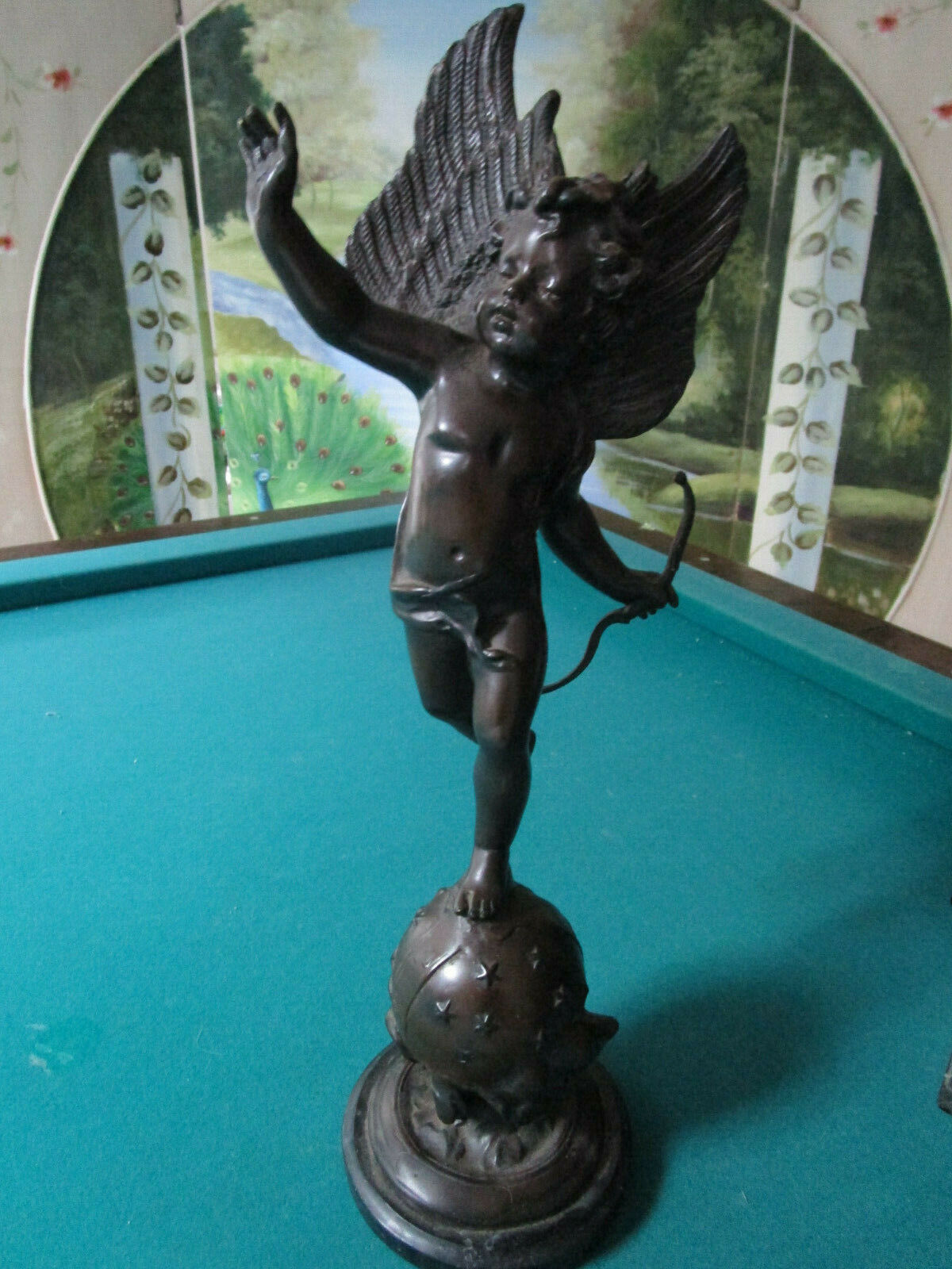 ANTIQUE CAST IRON BRONZE FINIAL SCULPTURE ANGELS SALVAGED MARBLE BASE PICK ONE