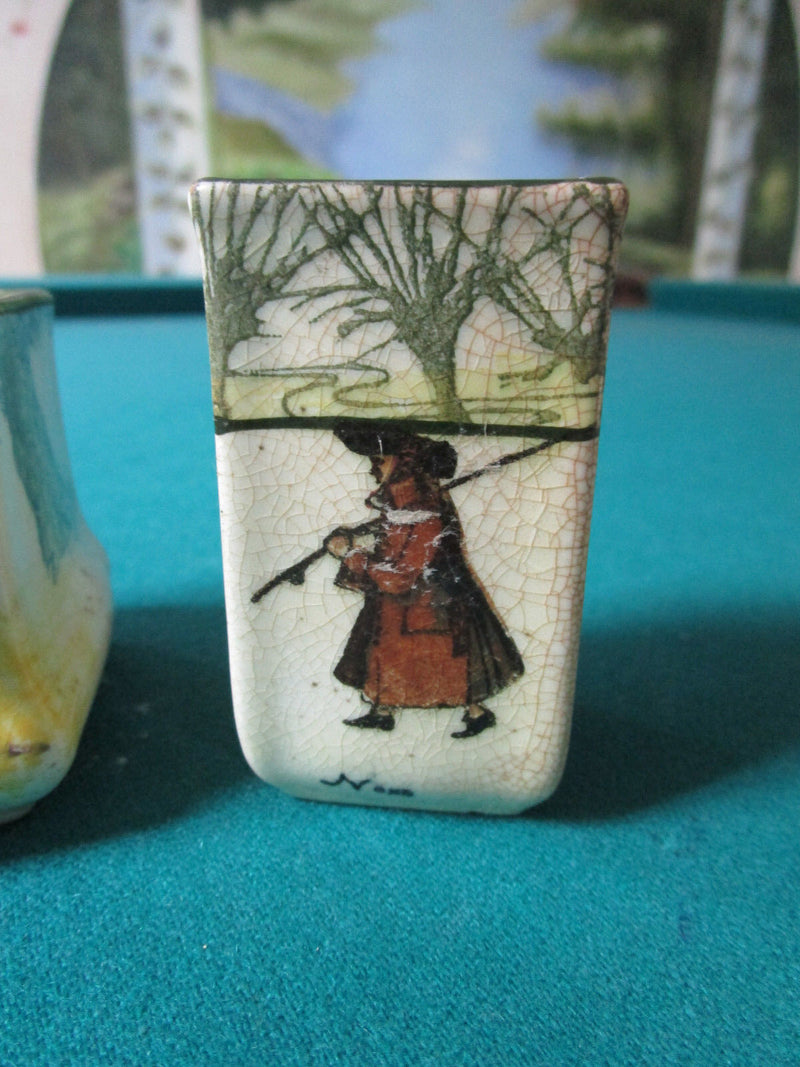 ANTIQUE ROYAL DOULTON 3 PCS DICKENS WARE GREEN WARE ROBIN HOOD [71]