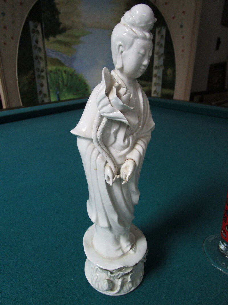 ANTIQUE CHINESE BLANC DE-CHINA SCULPTURE FIGURINE 12" [*3]