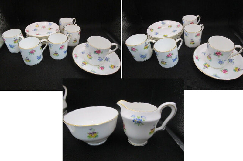 CROWN STAFFORDSHIRE ENGLAND FLAT DEMITASSE COFFEE FLORAL BOUQUET SET PICK 1