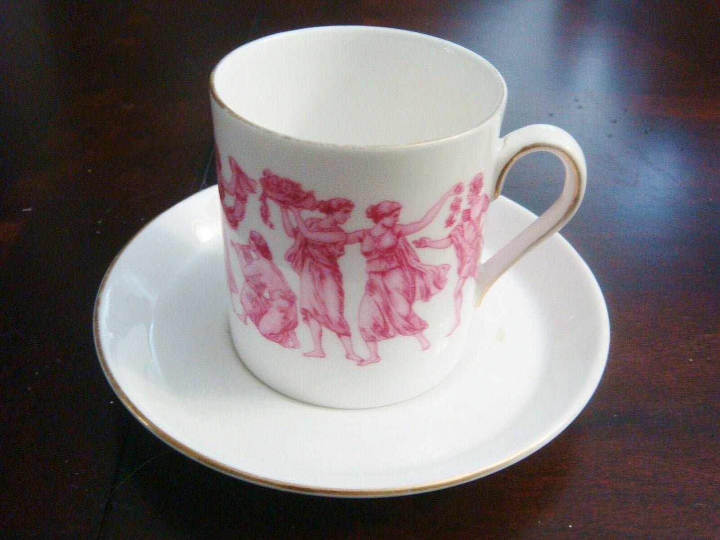 Tuscan- England coffee CUP AND SAUCER - c1920S beautiful red Greek decor [74]