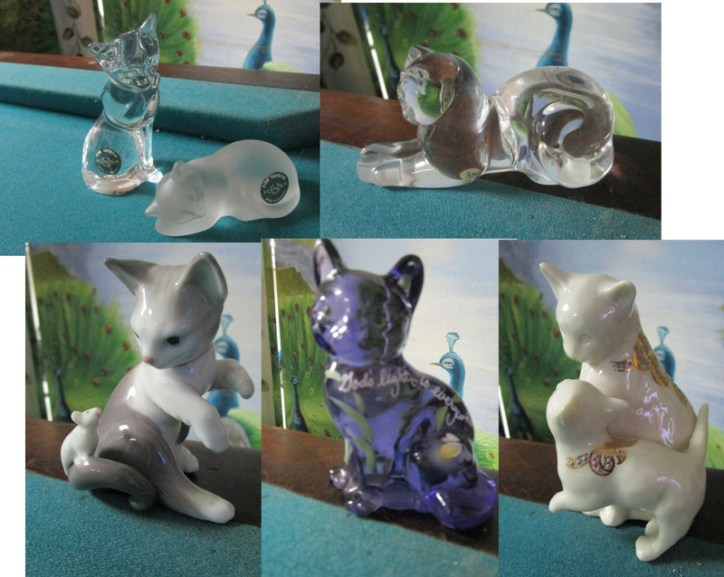 Lenox Jewel Crystal Cats Preen & Serene,Playtime, Lladro Fenton Jo Lynch Pick1^^