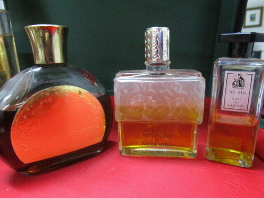 SPRAY TESTER BOTTLES MOLINARD LALIQUE BOTTLE- MY SIN LANVIN - YLANG YLANG PICK1