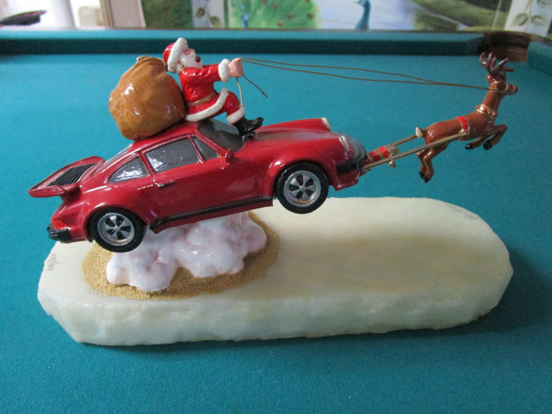 Ron Lee Sculpture Figurine Red Flying Car Porsche 6 X 13"