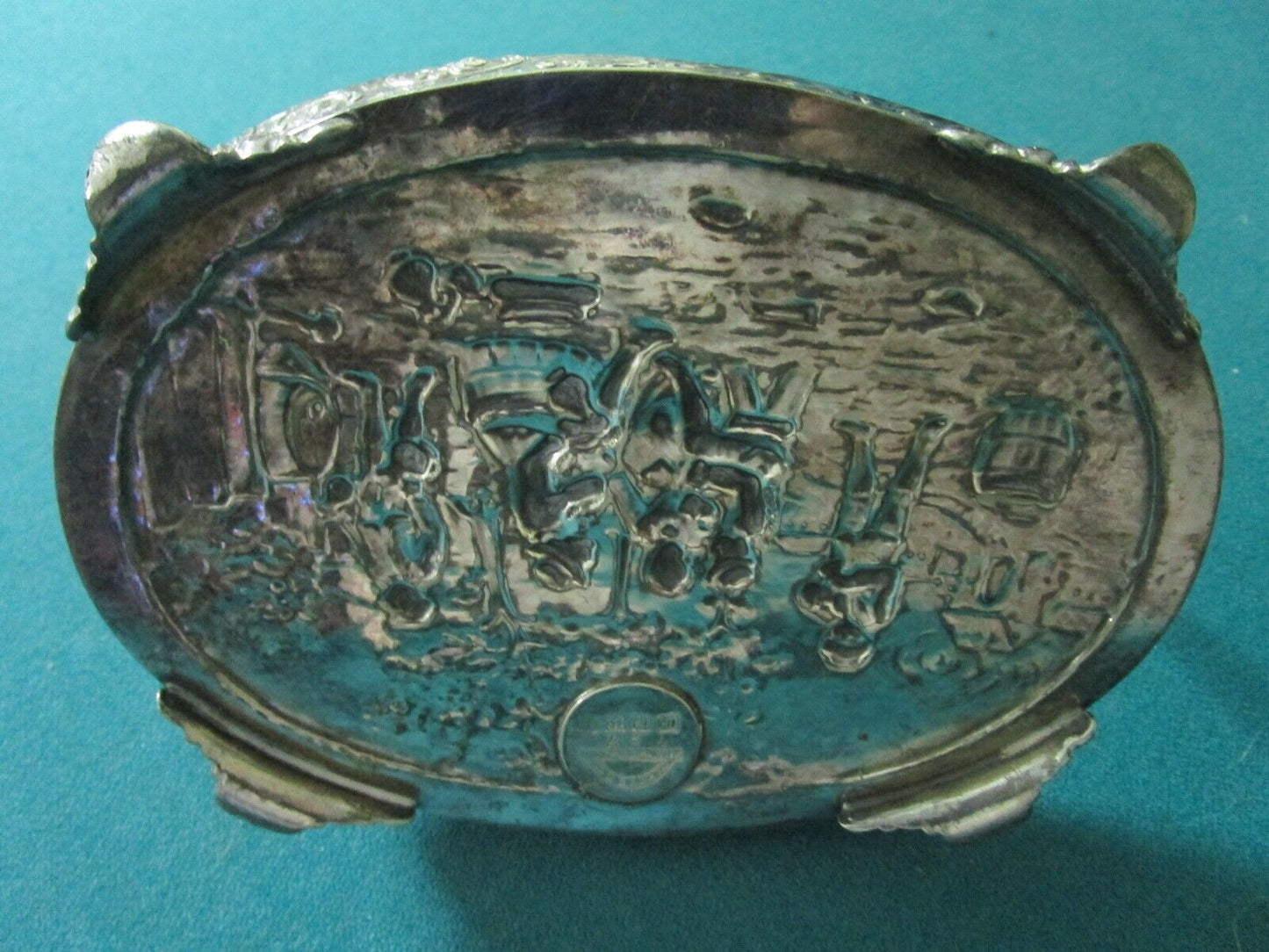 Victorian DERBY SP Co. England, Asthetic Bridal  silverplate tray hammered