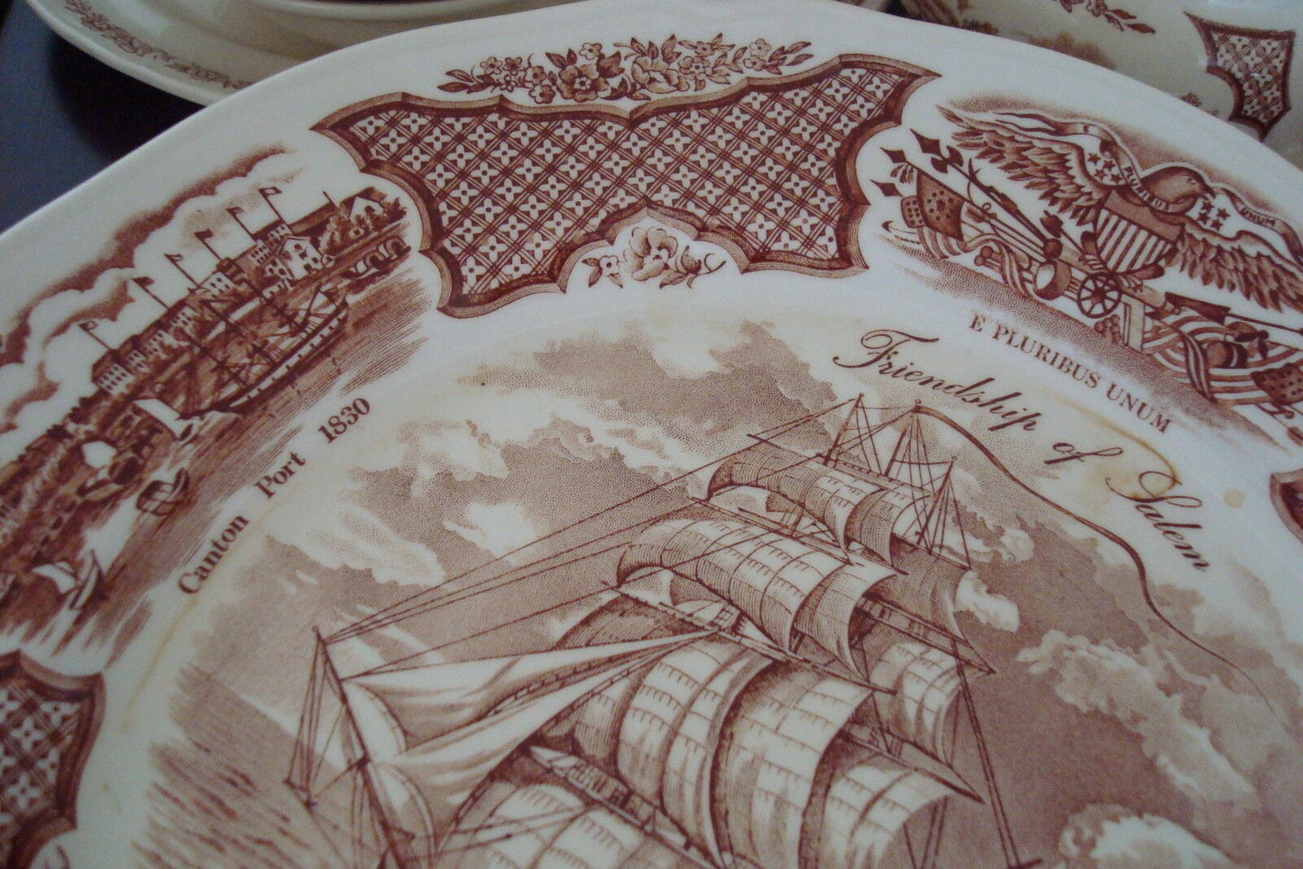 Alfred Meakin Staffordshire England "The Friedship of Salem" red transfer plate