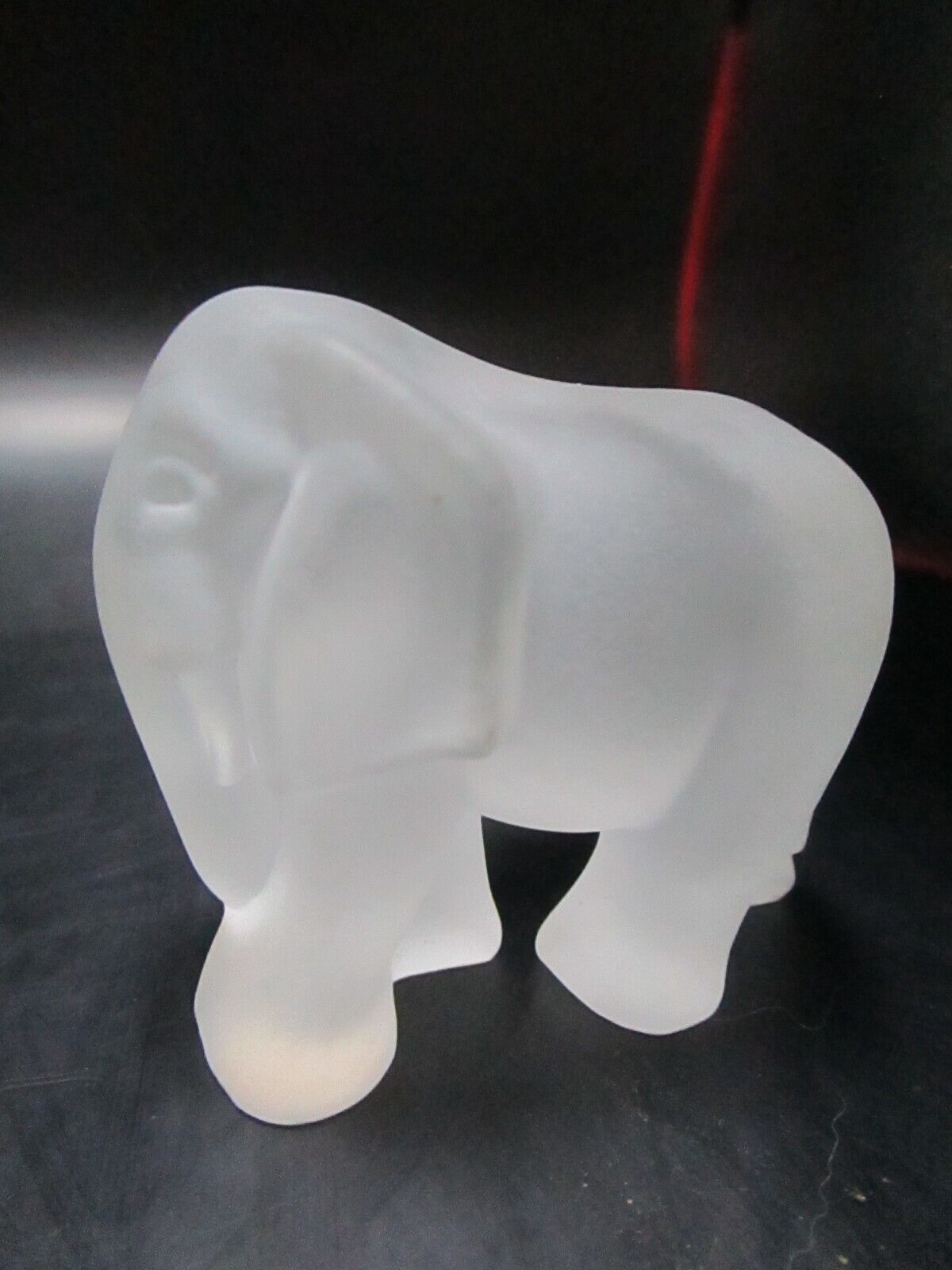 Elephant frosted glass paperweight figurine 2 1/4 x 2 1/2"