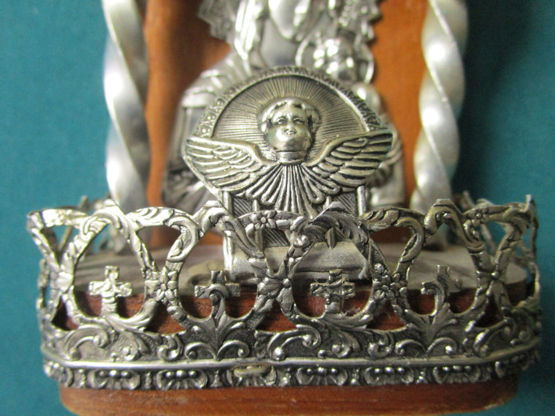 Greek Shrine Madonna Wood And Silverplate Repousse Decor ```