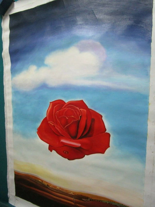 35 X 24" ROSE MEDITATIVE ROSE BY SALVADOR DALI REPRODUCTION IN OIL ON CANVAS