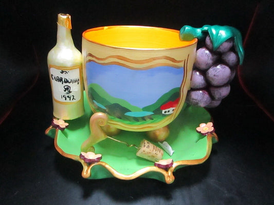 1990's Poupées by Isabelle Jardiniere Bowl Tea Cup WINE SCULPTURE 5X9"